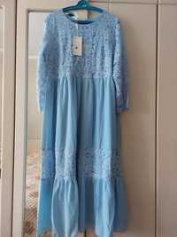 Женское платье голубое, Сарафан с кофточкой