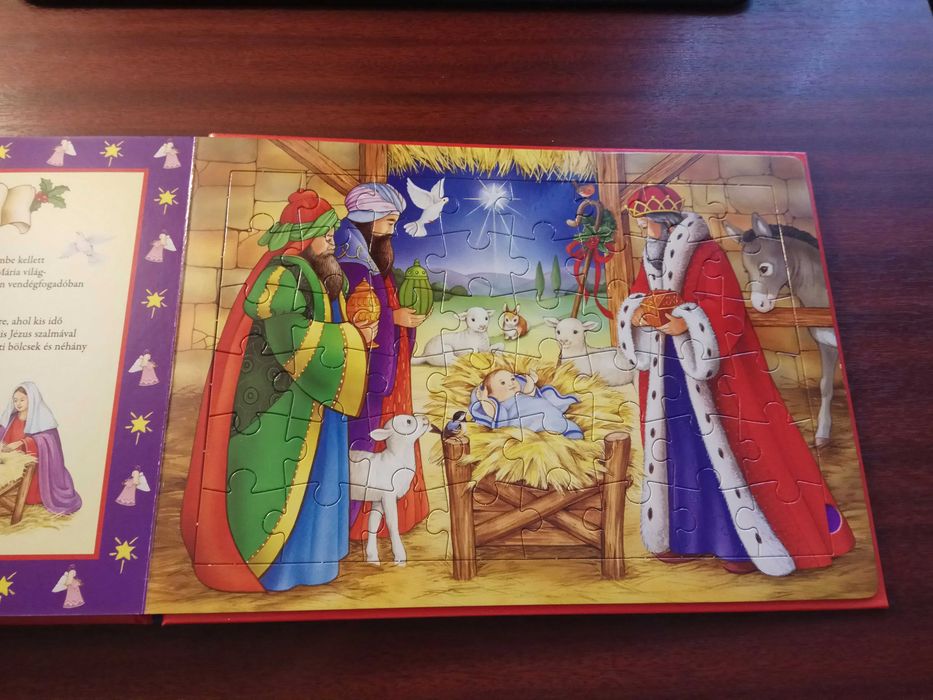 Puzzle 5 bucati adunate intr-o carte Craciun ursuleti