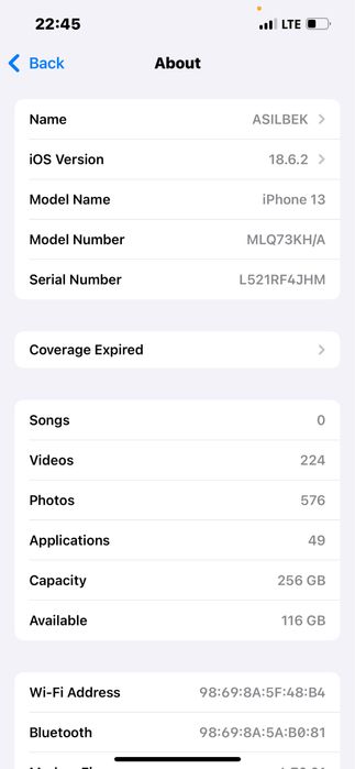 Iphone 13, 81 yomks, 256 talik
