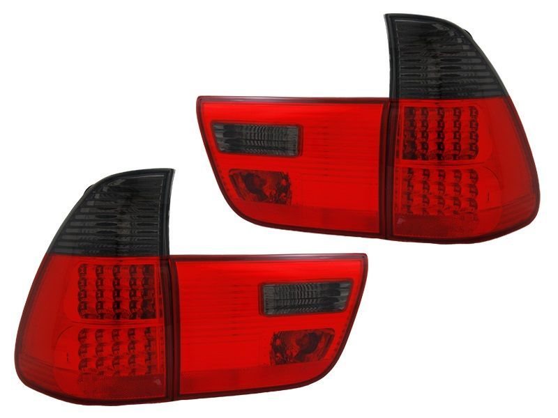 Set stopuri Bmw X5 (E53), 01.1999-10.2006, stanga+dreapta, interior; exterior; tip bec LED+P21W+PY21W; rosu-alb, fumuriu, transparent; cu soclu bec; tuning,