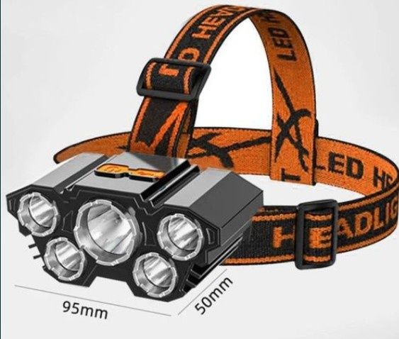 LED фенер челник с 5 led светлини презареждаема вградена батерия спорт