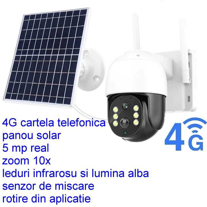 Camera de supraveghere 4G wireless panou solar cartela telefonica,