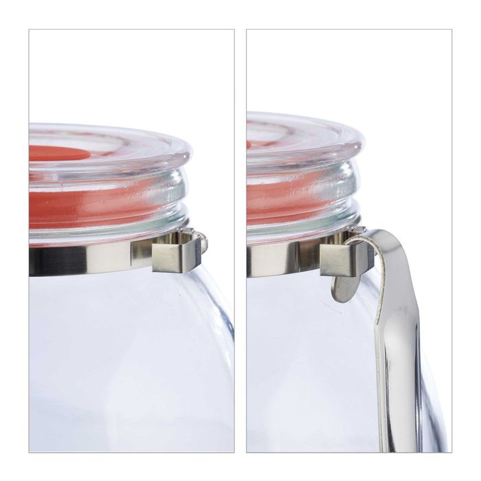 Borcan de sticla cu capac ermetic si polonic pentru punch de fructe 2L