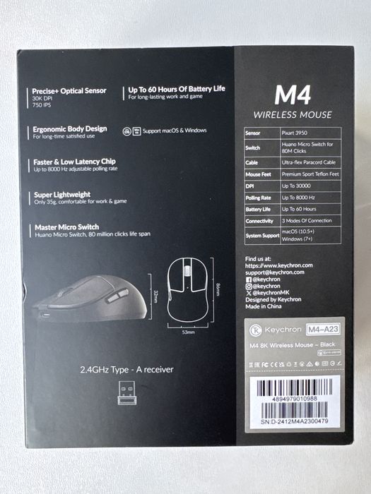 Mouse Keychron M4 wireless 8K Polling Rate
