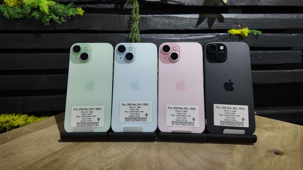 Oferta iPhone 15 128gb Green/Blue/Pink/Black Bat 85%-90%/Fact+Garantie