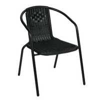 Стол, черен металик, плетен дизайн, 57x63x73см