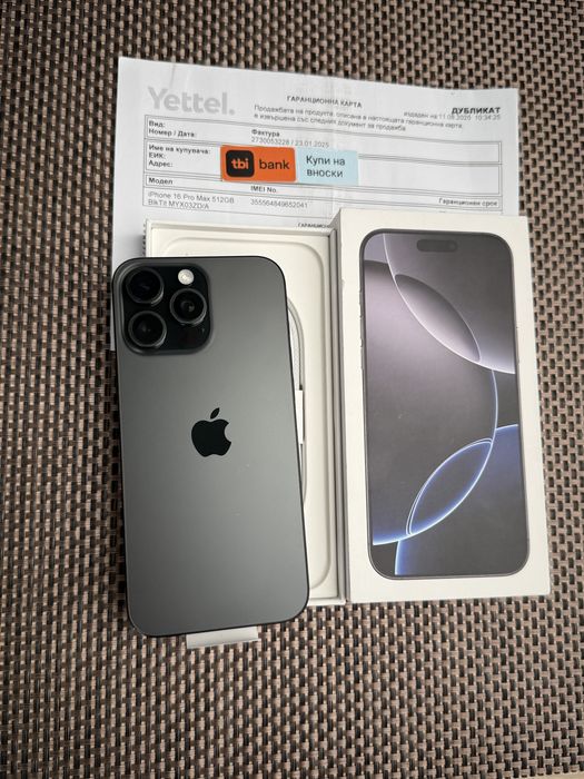 НОВ!512Gb *ЛИЗИНГ* iPhone 16 Pro Max Black Titanium / 36М Гаранция