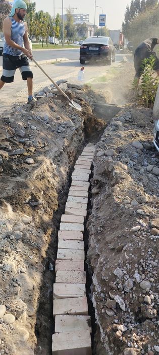 Транщи яма падвол казиймиз том навес йопамиз кладка кирпич щлакабилок