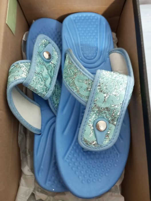 Papuci de damă noi, albaștri, mărimea 38