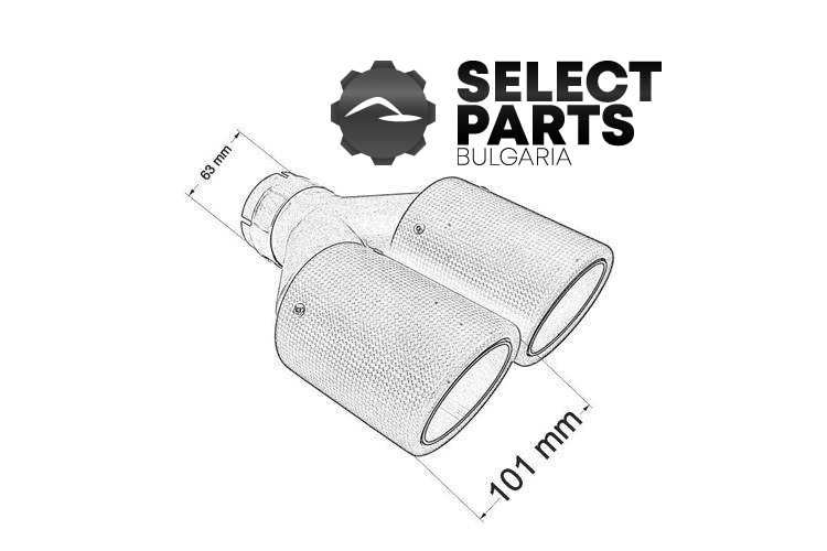 Двоен накрайник за ауспух 2x101мм вход 63мм Carbon L