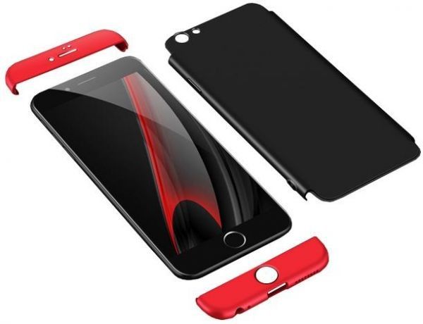 Husa Apple iPhone 8 Plus, FullBody 360° 3in1 Negru-Rosu