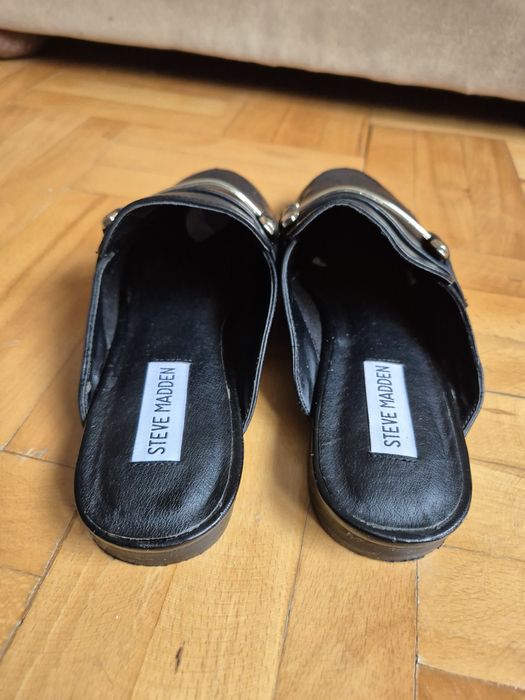 Saboți Eleganți Steve Madden Kera Flat - Piele Naturală Neagră - 38