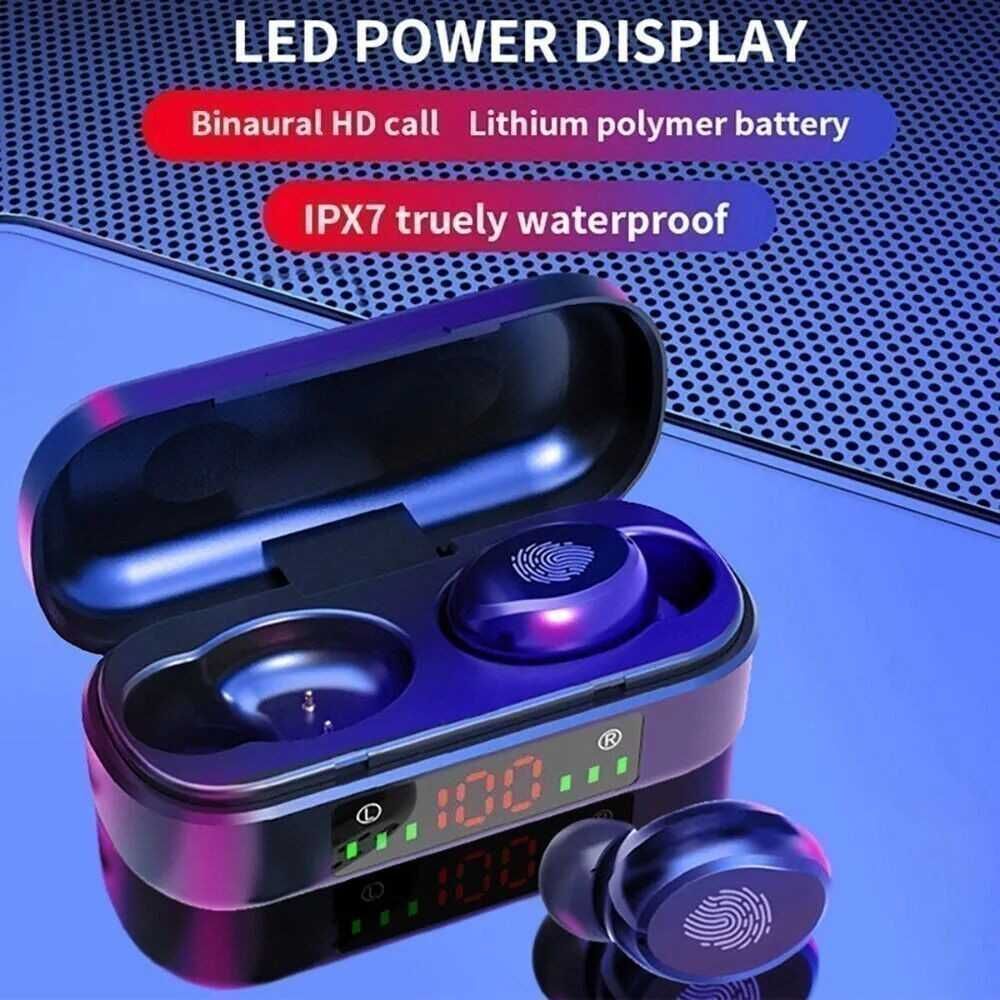 Безжични слушалки с LED дисплей, Bluetooth V5.0, 300 mAh, 5 ч, 90 гр