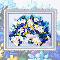 Картина 3d вышивка из лент натюрморт из цветов 45х55 см подарок срочно
