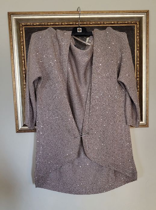 Cardigan Mango bej cu paiete