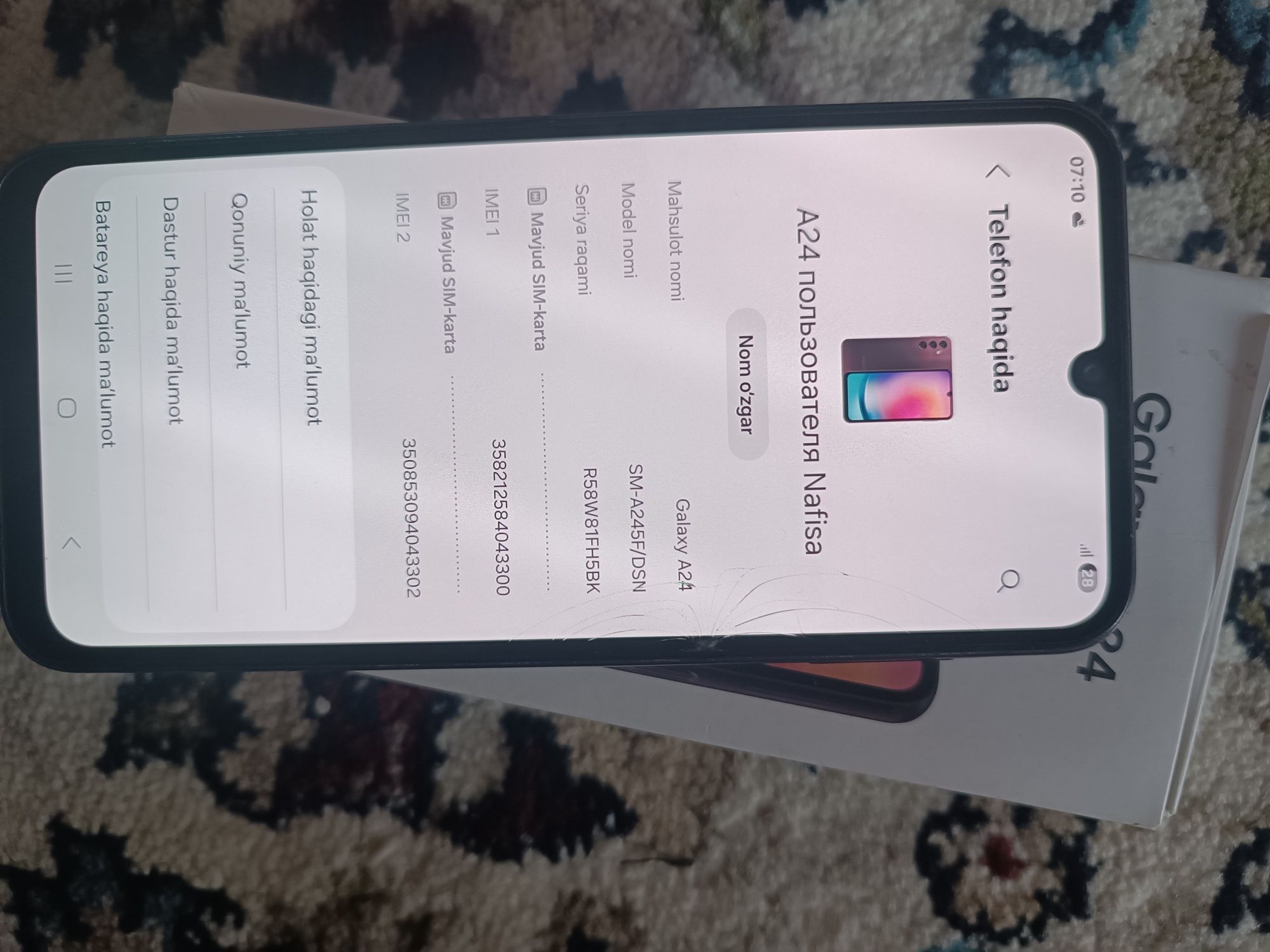 Galaxy A 24  60  fps