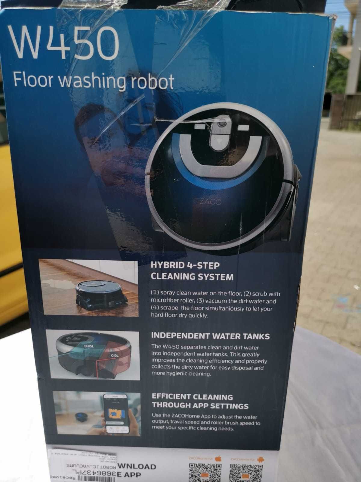 Robot mop, spala podeaua cu role cu perie si separa apa murdara