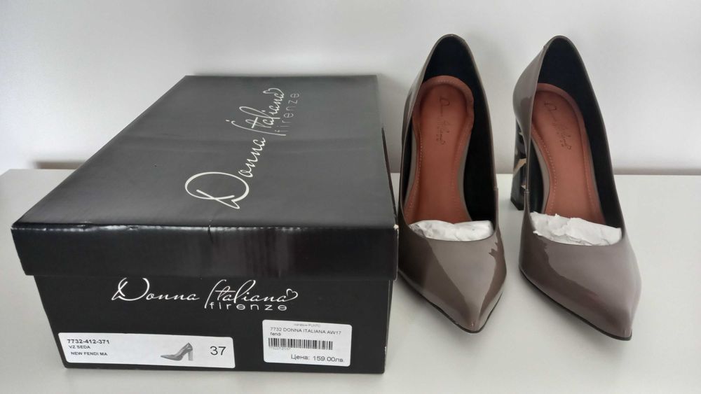 DONNA ITALIANA Дамски обувки, бежов/кафяв цвят с цветен ток