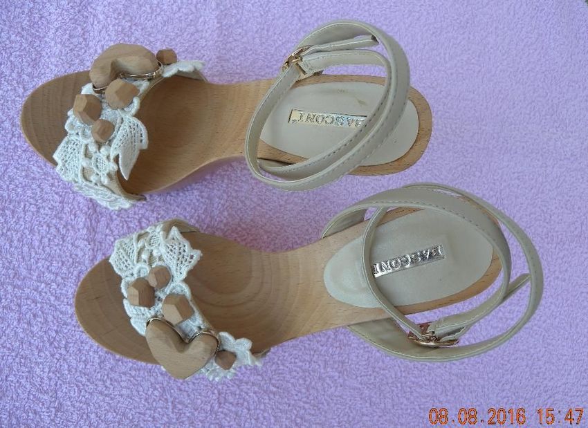 Sandale BASCONI−100% ORIGINALE, elegante, NOI+Dantelă brodată manual!