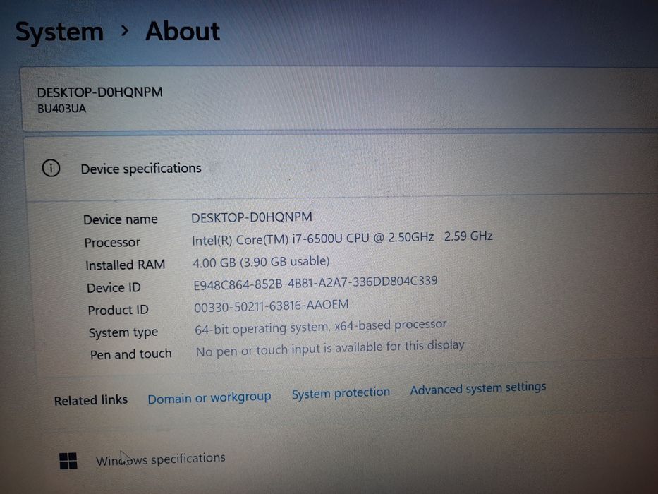 Laptop ASUS i7-6500u