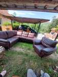 Set colțar de piele plus fotoliu