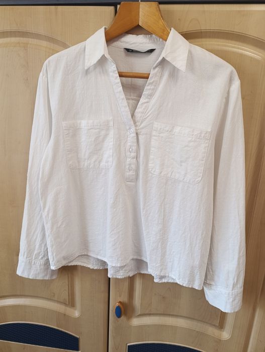 Белый свитер/свитерок и рубашка размер М