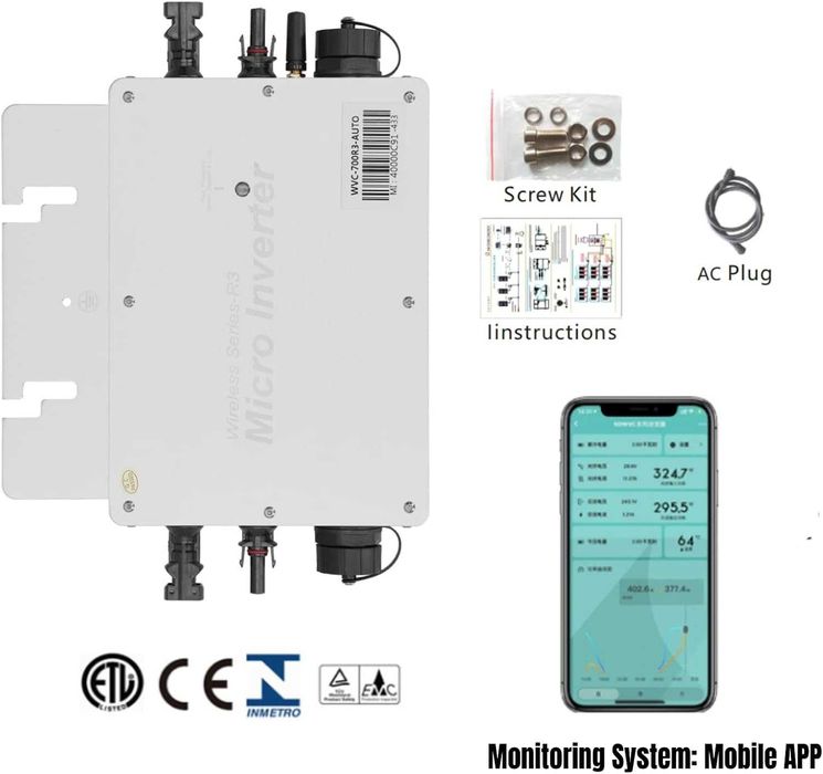 Micro Inverter solar 700W, WiFi+APP, 99.5 Eficenta,REDUS de la 1070RON