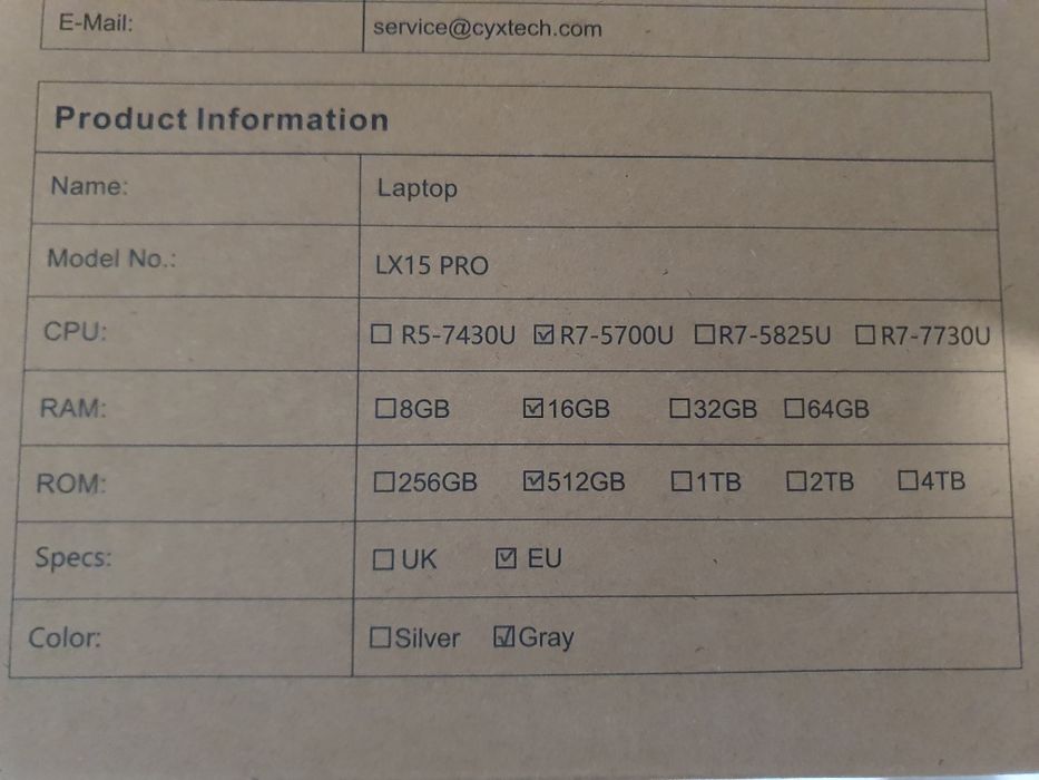 Laptop LX15 Pro Amd Ryzen 7 5700U Nou