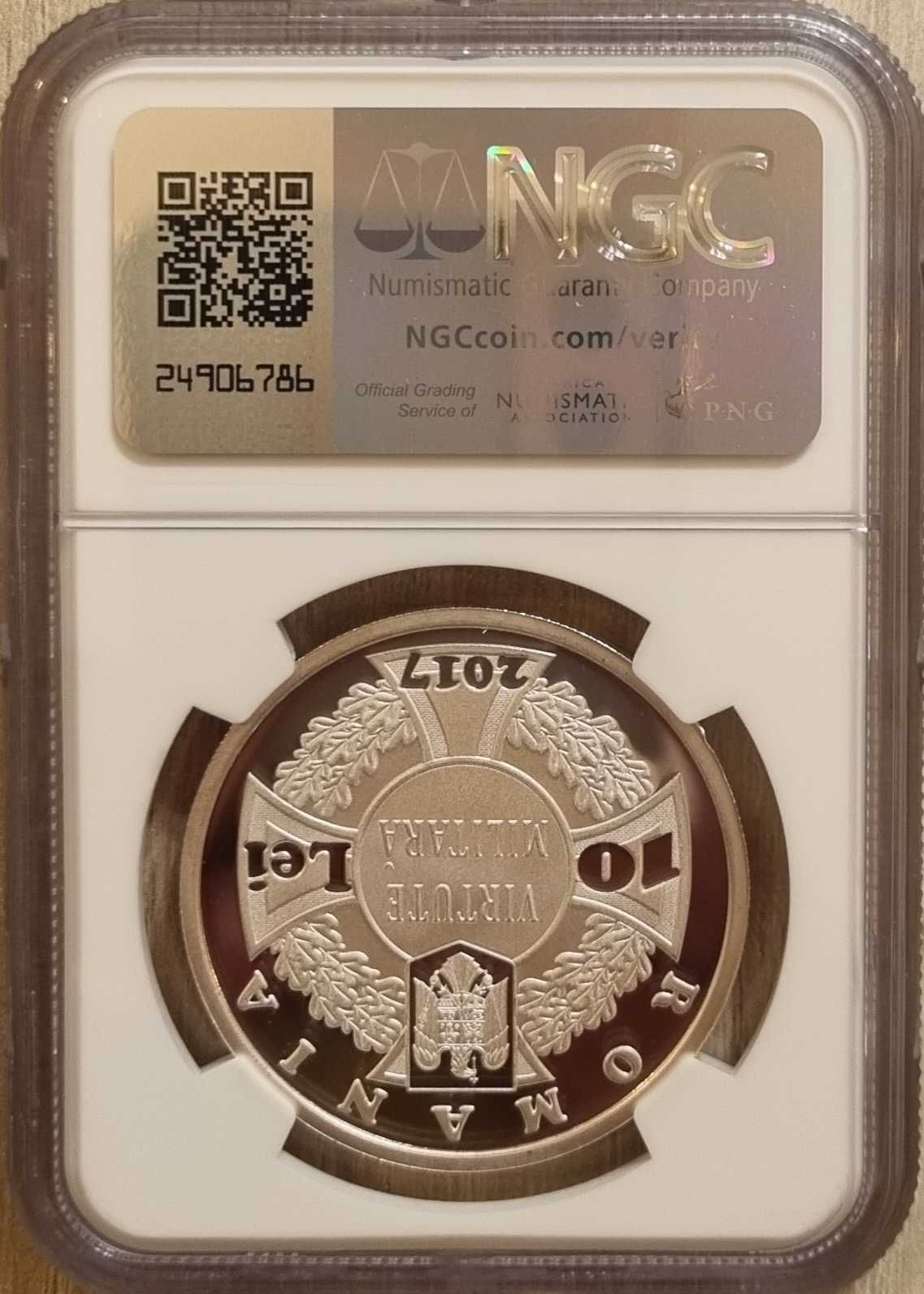 Moneda BNR 10 lei argint Ecaterina Teodoroiu gradata NGC PF 70 UC