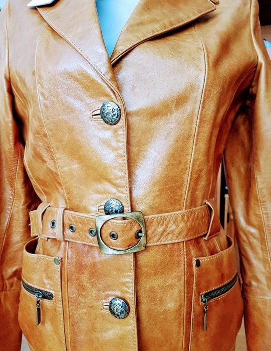 Jacheta piele naturala 100%,super model/maro cognak