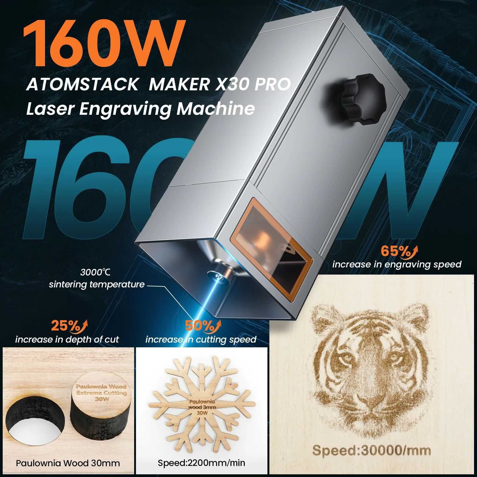 ATOMSTACK X30 33-36W CNC лазер лазерно гравиране рязане метал