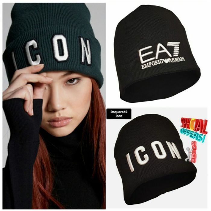 дамска шапка зимна дебела стегната топла с бродирано лого ICON