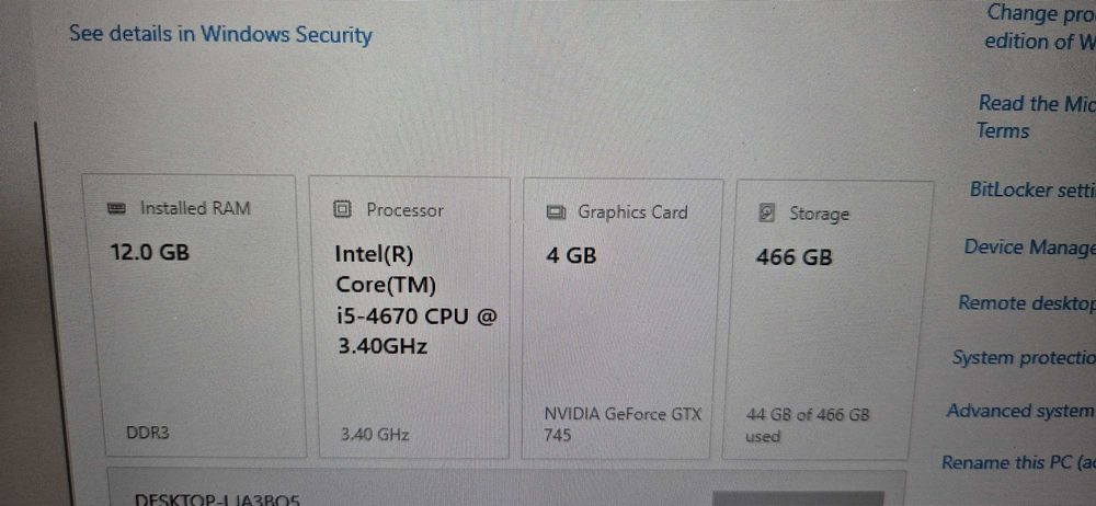unitate pc Lenovo i5 4670 12gb ddr3 hdd500gb gtx 745 4gb video