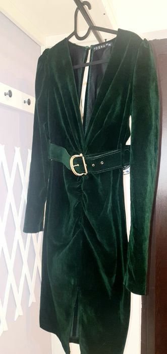 Rochie catifea verde Poema masura 36