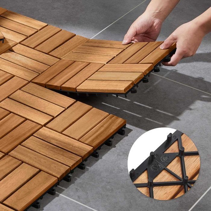 Placaj placi terasa lemn acacia 30x30 cm |S 592114 Natural Wood(27pcs)