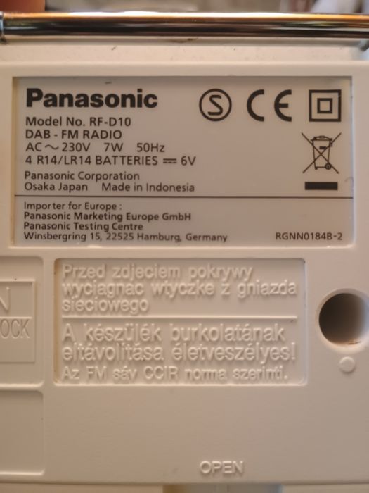 Panasonic model: RF-D10
