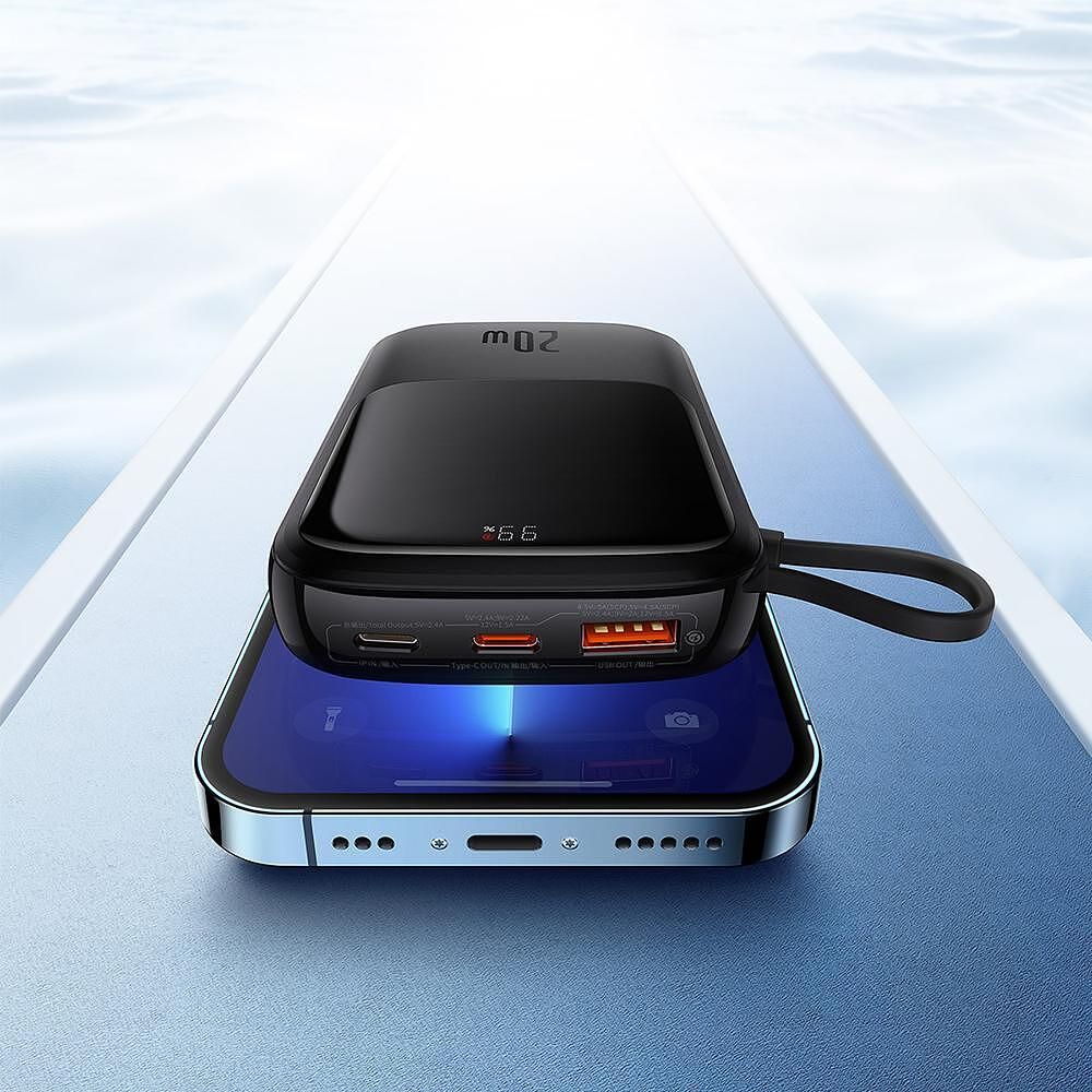 Baseus power bank qpow pro (ppqd040001) - черен, 20,000mah, 20w, с usb