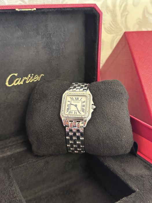 Cartier Panthere Diamond часы женские 27 мм, безель покрыт бриллиантом