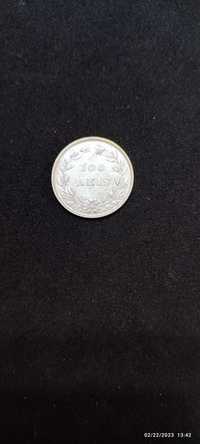 Moneda argint 100 Reis, PORTUGALIA, 1889