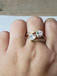 GR31,inel placat aur 14k,model logodna, solid, zirconiu alb