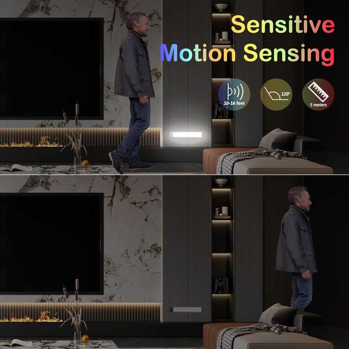 Lumina 60 LED pe magnet - RGB cu senzor de miscare