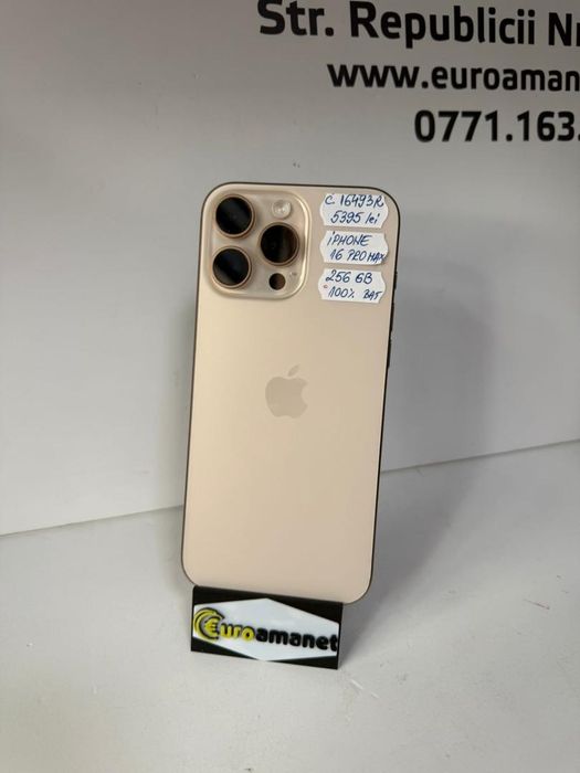 Telefon mobil Apple iPhone 16 Pro Max, 256GB, 5G, Desert Titanium -G-
