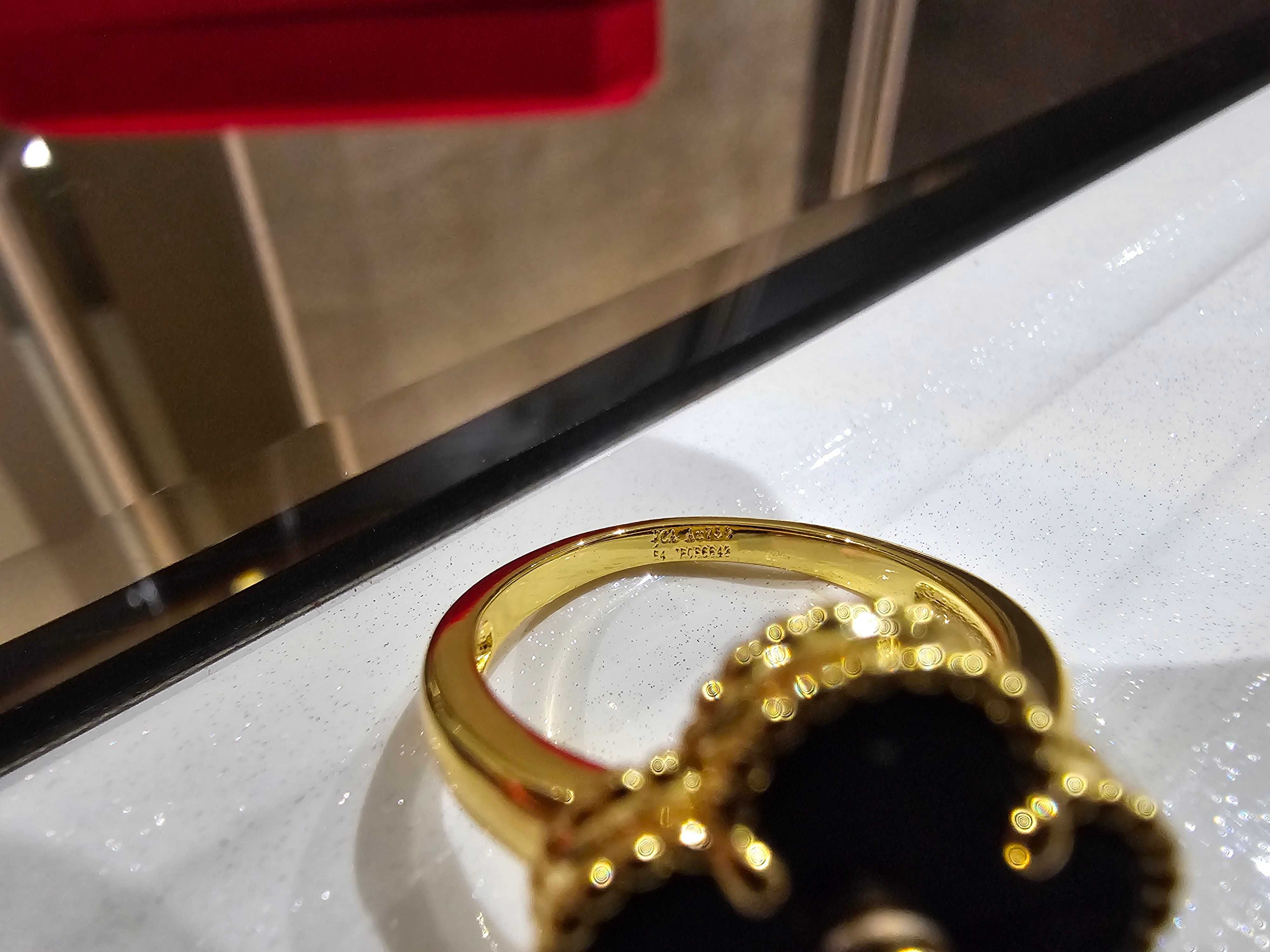 Van Cleef & Arpels VCA Gold Black Onyx Diamond Alhambra Дамски Пръстен