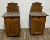 2 buc Noptiera vintage din lemn masiv; Noptiera cu usa si sertar