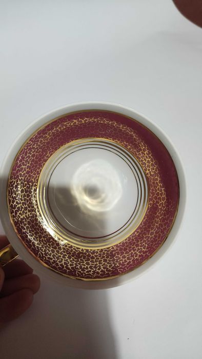 Един прекрасен троен сет за чай/дълго кафе от фин порцелан