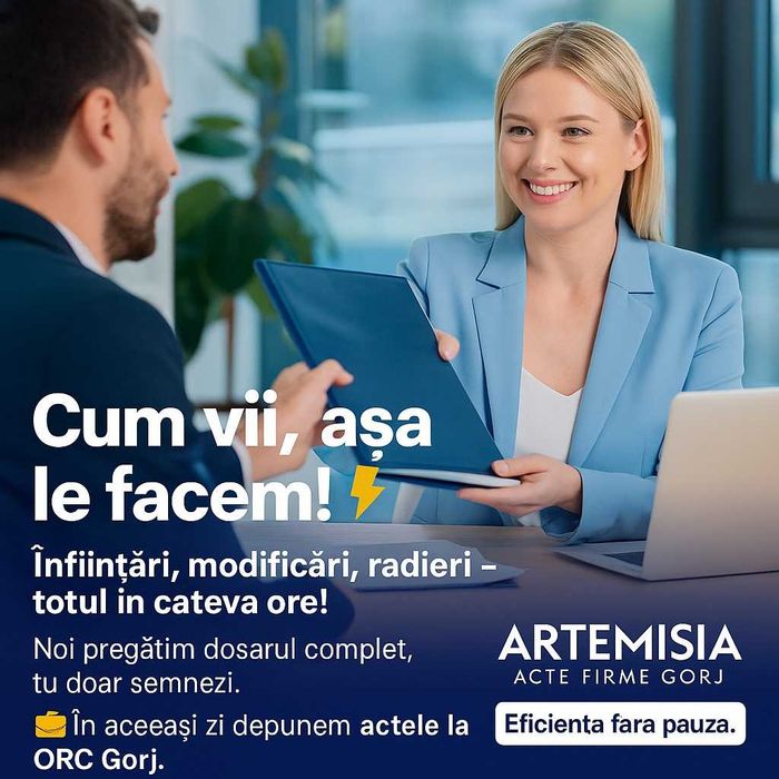 Infiintari, modificari, suspendari, radieri firme SRL PFA II