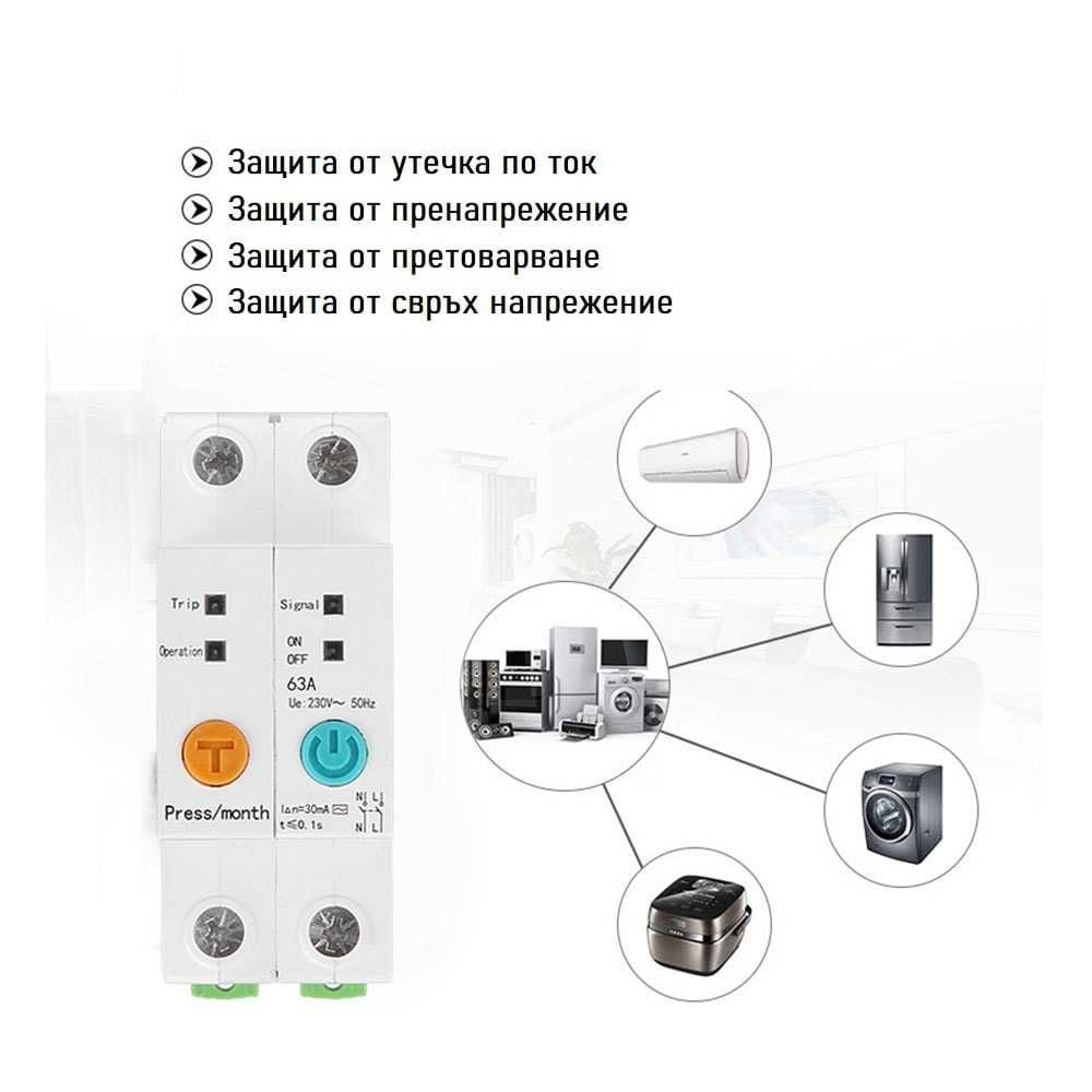 eWelink 1P/2P 63A WiFi прекъсвач + измерване консумирана енергия