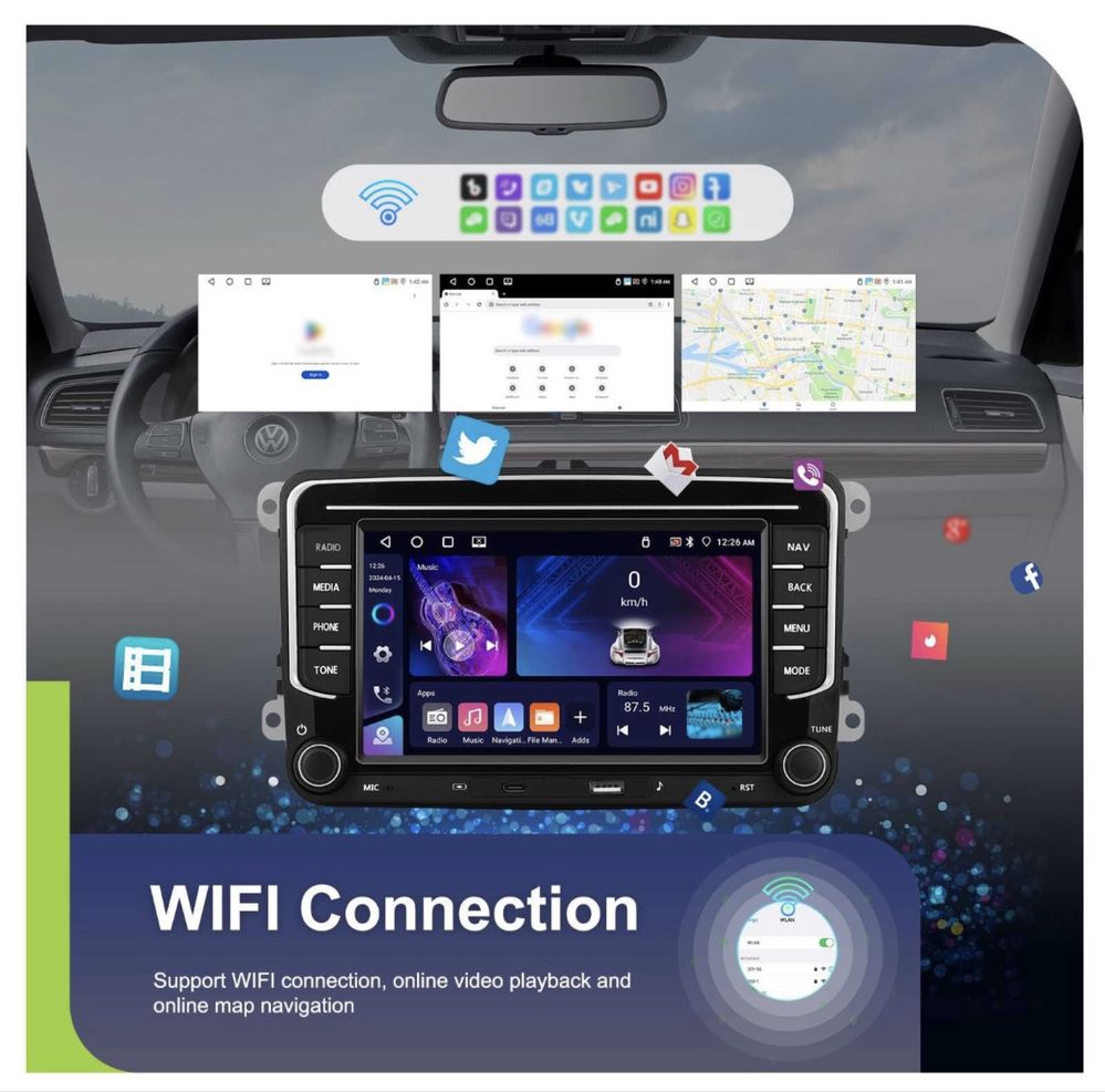 Navigatie Android Skoda,Seat,VW Golf,Passat,Touran 4GB RAM, Car Play