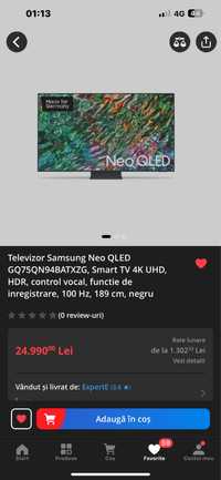 Samsung Neo QLED GQ75QN94BATXZG, Smart TV 8K 189cm Schimb