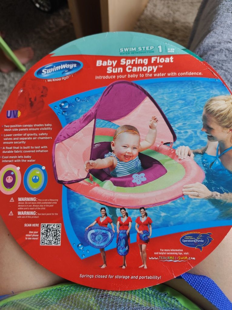Бебешки плувен пояс SwimWays Baby Spring Float Sun Canopy